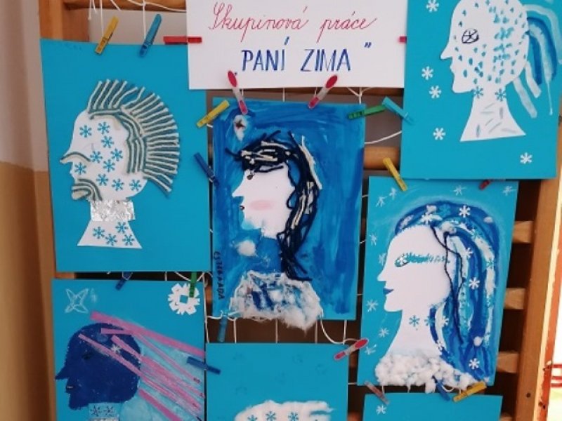 Výtvarná výchova ve 2.A - tvoříme Paní Zimu