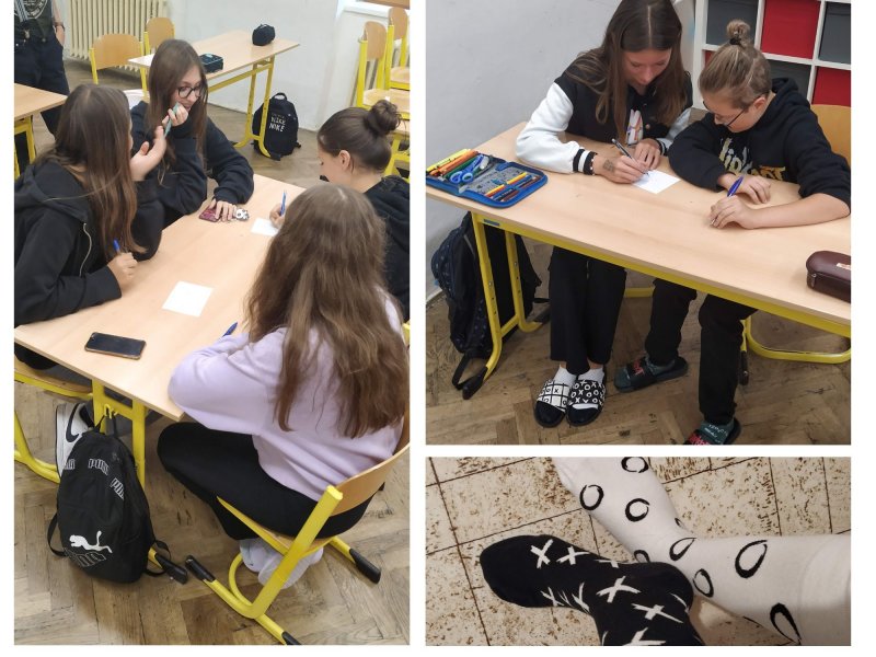 Křížky a kolečka na lavici i pod lavicí