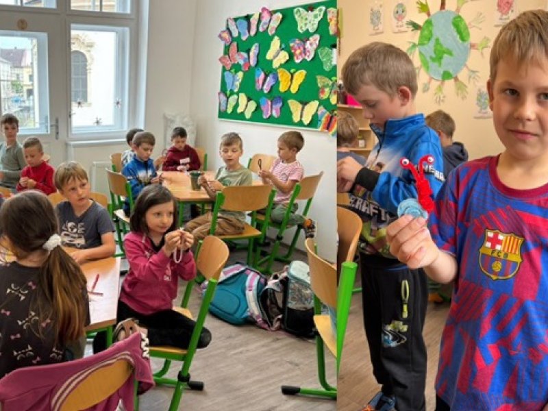 Šneci ze žinylkového drátu ve školní družině