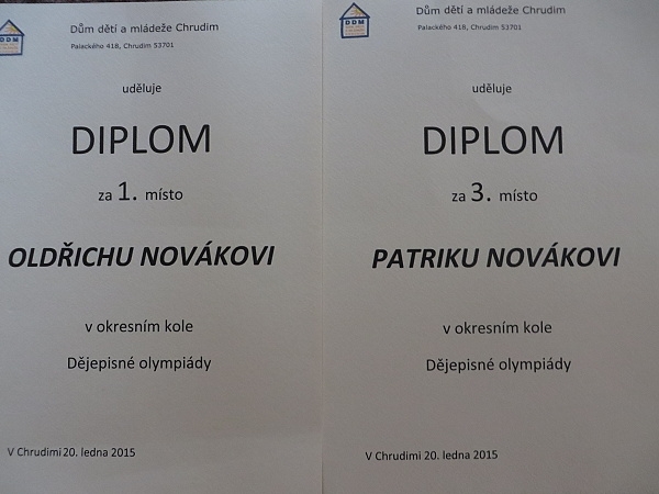 Úspěch v okresním kole dějepisné olympiády
